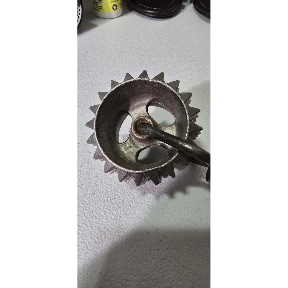 Vintage Spiked Meat Tenderizer Roller Cast Iron Wood Handle Kitchen Tool